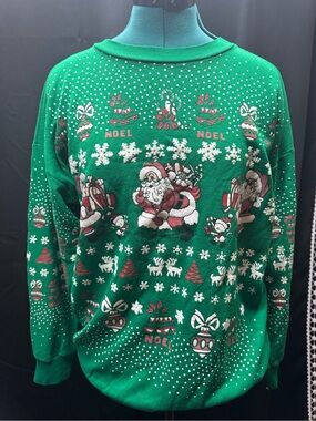 Vintage Green Holiday Santa Sweatshirt